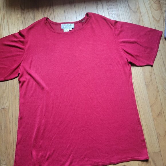 Vintage Red Silk Knit Top 2X By Out Of The Blue - Picture 3 of 4